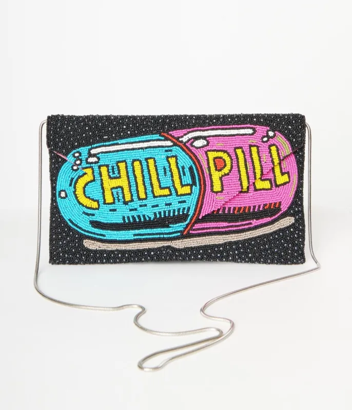Chill Pill Beaded Clutch sold by Unique Vintage