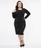 Collectif Plus Size Black & White Polka Dots Anika Pencil Dress sold by Unique Vintage