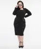 Collectif Plus Size Black & White Polka Dots Anika Pencil Dress sold by Unique Vintage