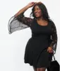 Smak Parlour Plus Size 1970s Black & Pumpkin Bell Sleeve Bodysuit sold by Unique Vintage