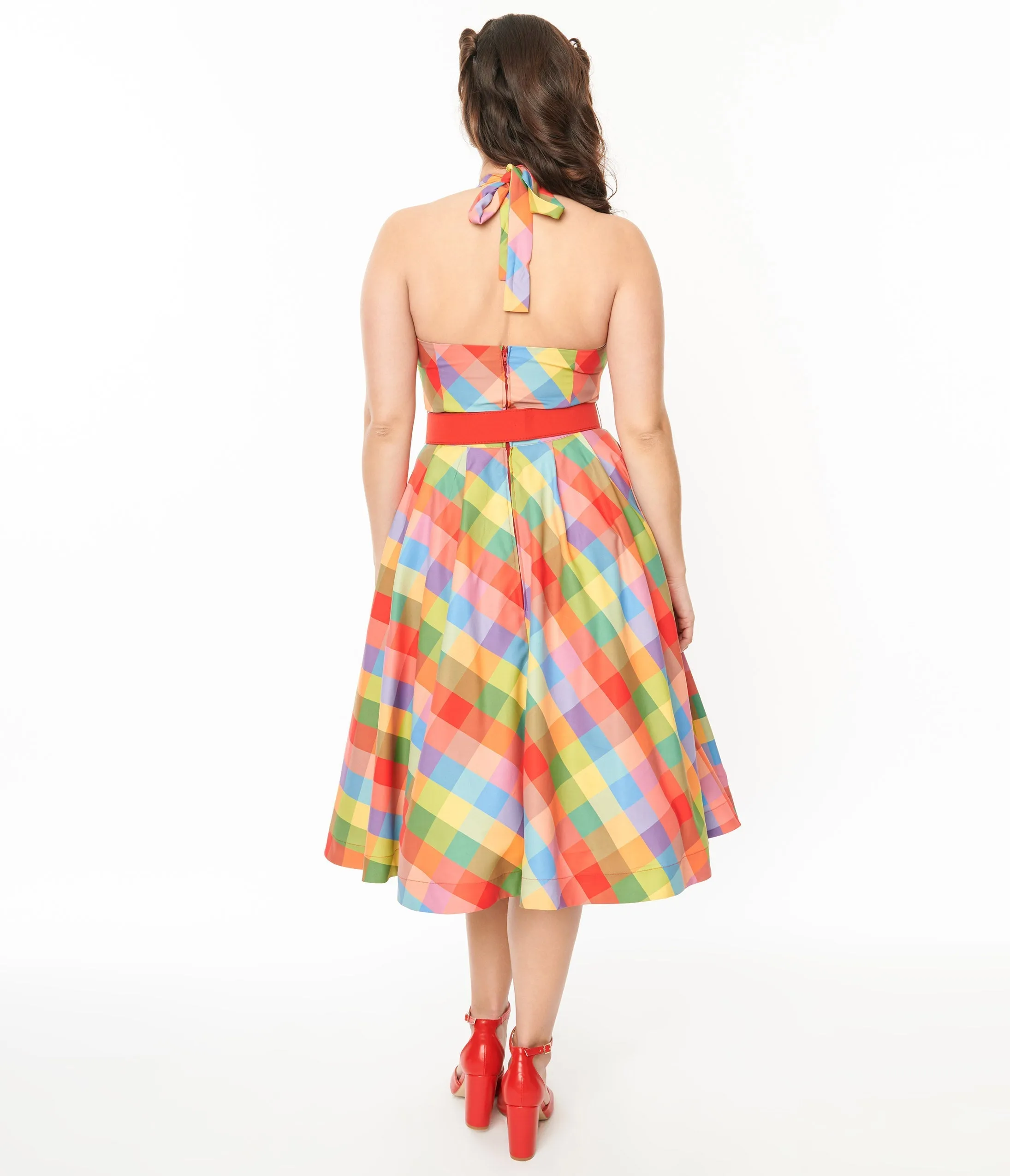 Unique Vintage Rainbow Madras Plaid Tarrytown Hostess Dress sold by Unique Vintage product image thumbnail 3