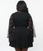 Smak Parlour Plus Size 1970s Black & Pumpkin Bell Sleeve Bodysuit sold by Unique Vintage