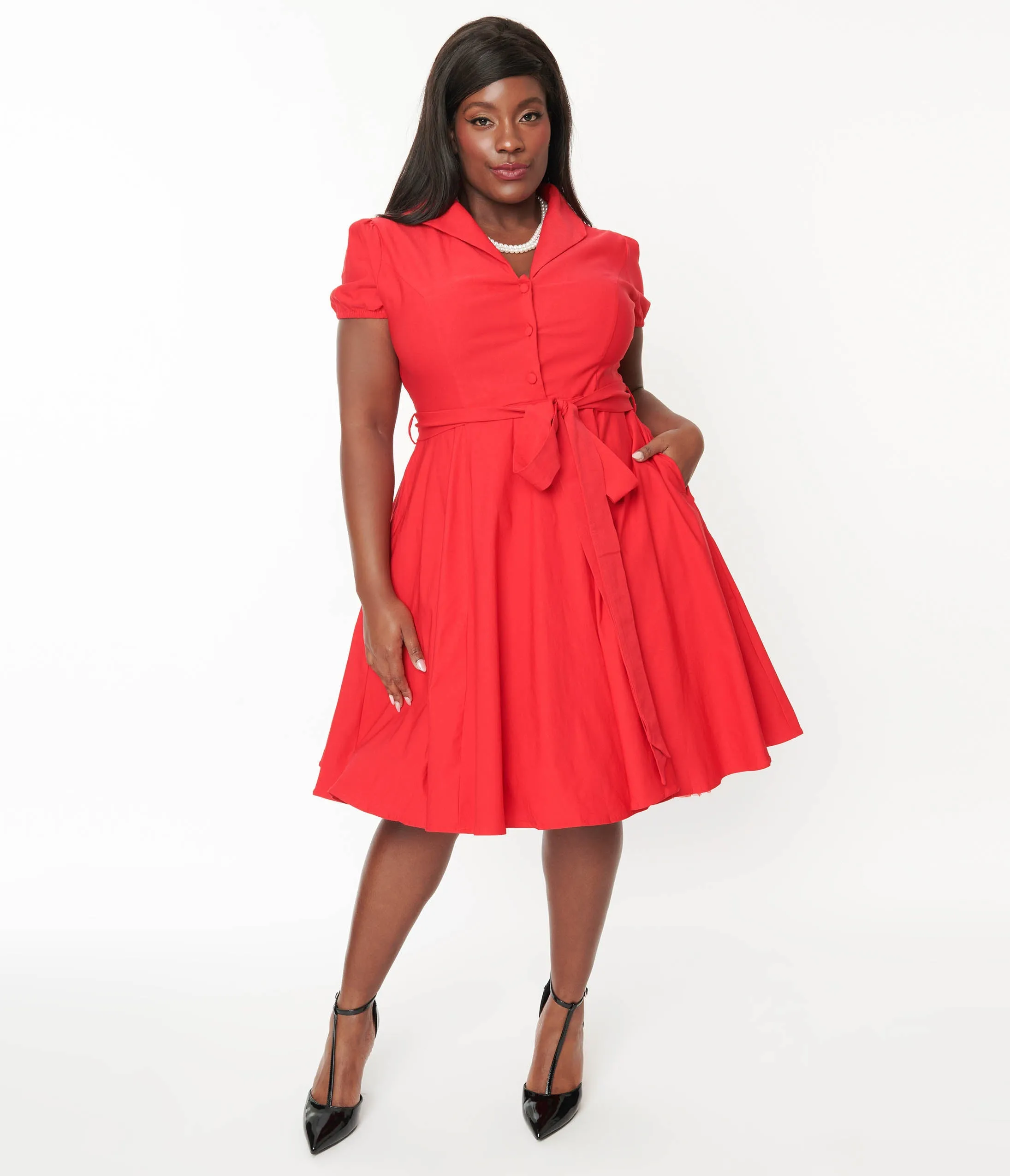 Plus Size Lady In Red Monroe Swing Dress sold by Unique Vintage