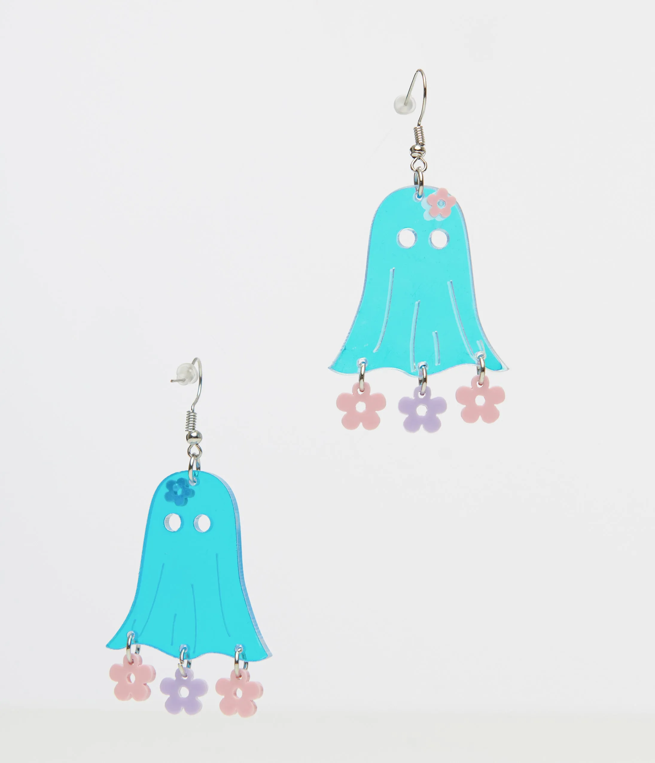1960s Blue Groovy Ghost Flower Power Earrings sold by Unique Vintage product image thumbnail 3