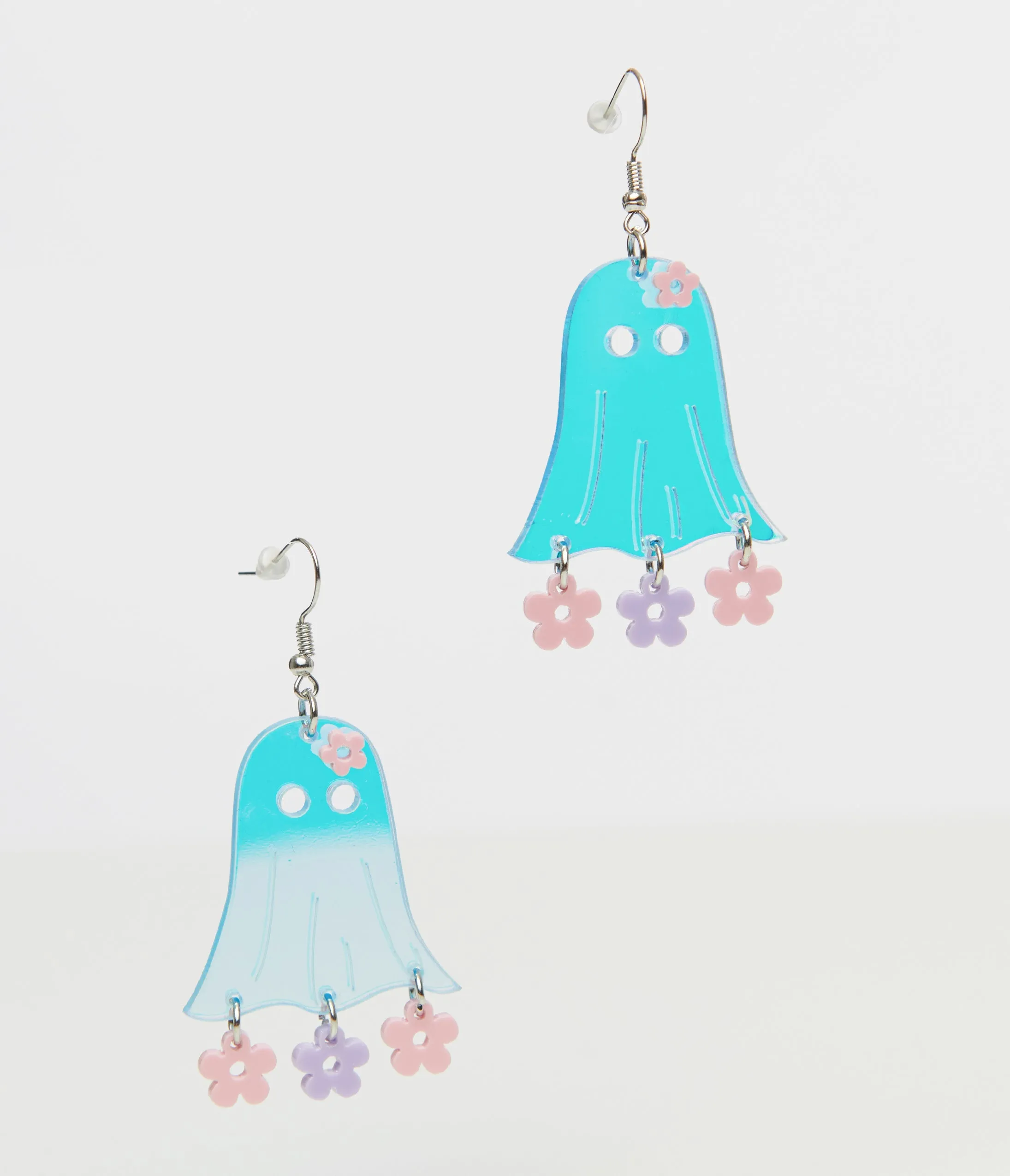 1960s Blue Groovy Ghost Flower Power Earrings sold by Unique Vintage product image thumbnail 2