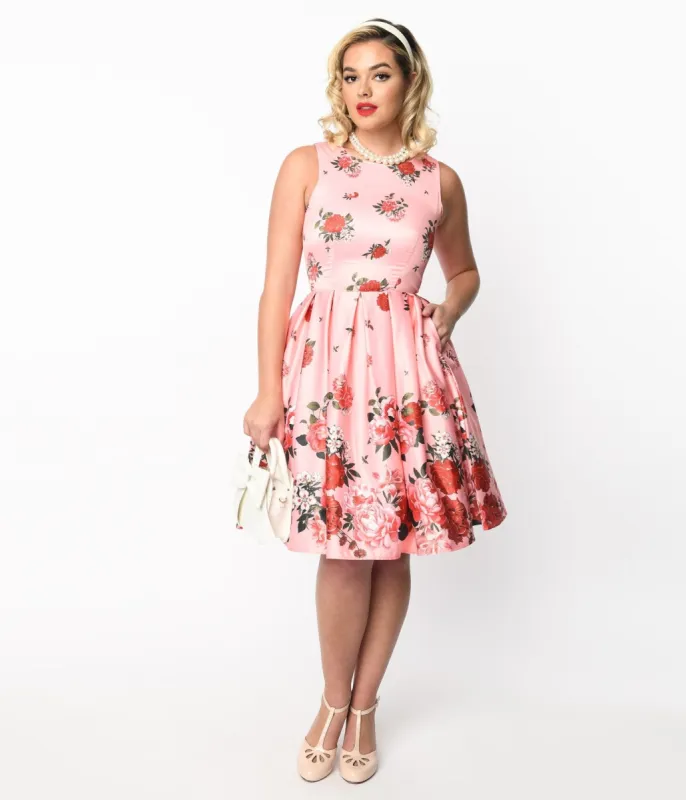 Dolly & Dotty Pink Raising Flowers Swing Dress sold by Unique Vintage