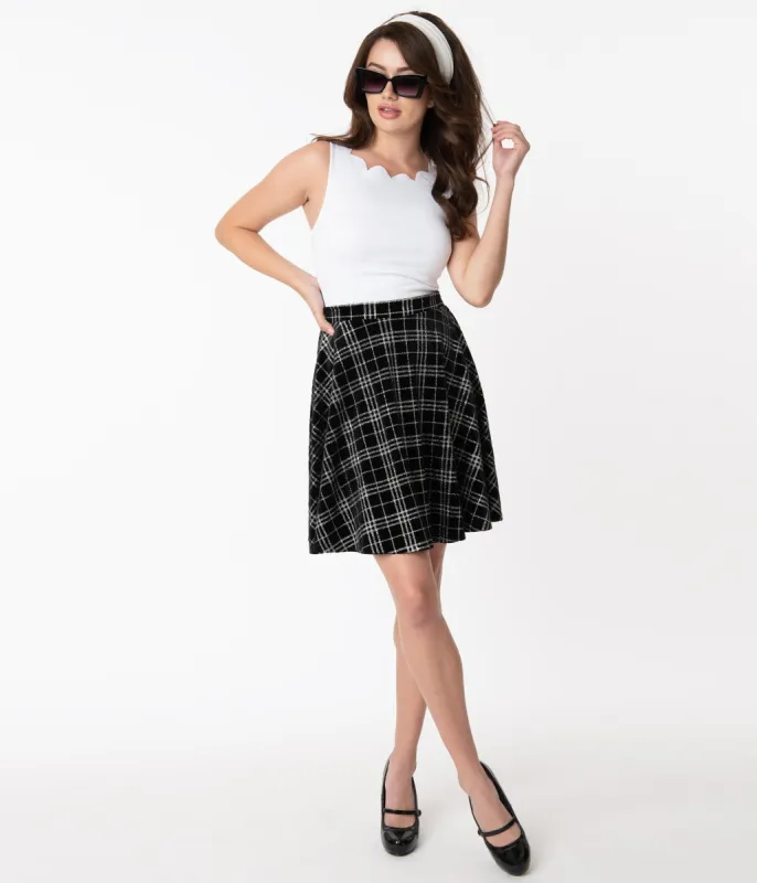 Smak Parlour Black Velvet & Sparkle Plaid Sweet Talk Skirt sold by Unique Vintage