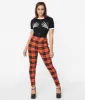 Unique Vintage Orange Plaid Rizzo Cigarette Pants sold by Unique Vintage