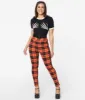 Unique Vintage Orange Plaid Rizzo Cigarette Pants sold by Unique Vintage