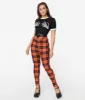 Unique Vintage Orange Plaid Rizzo Cigarette Pants sold by Unique Vintage