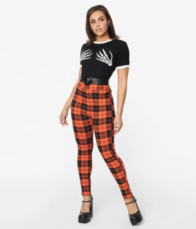 Unique Vintage Orange Plaid Rizzo Cigarette Pants sold by Unique Vintage