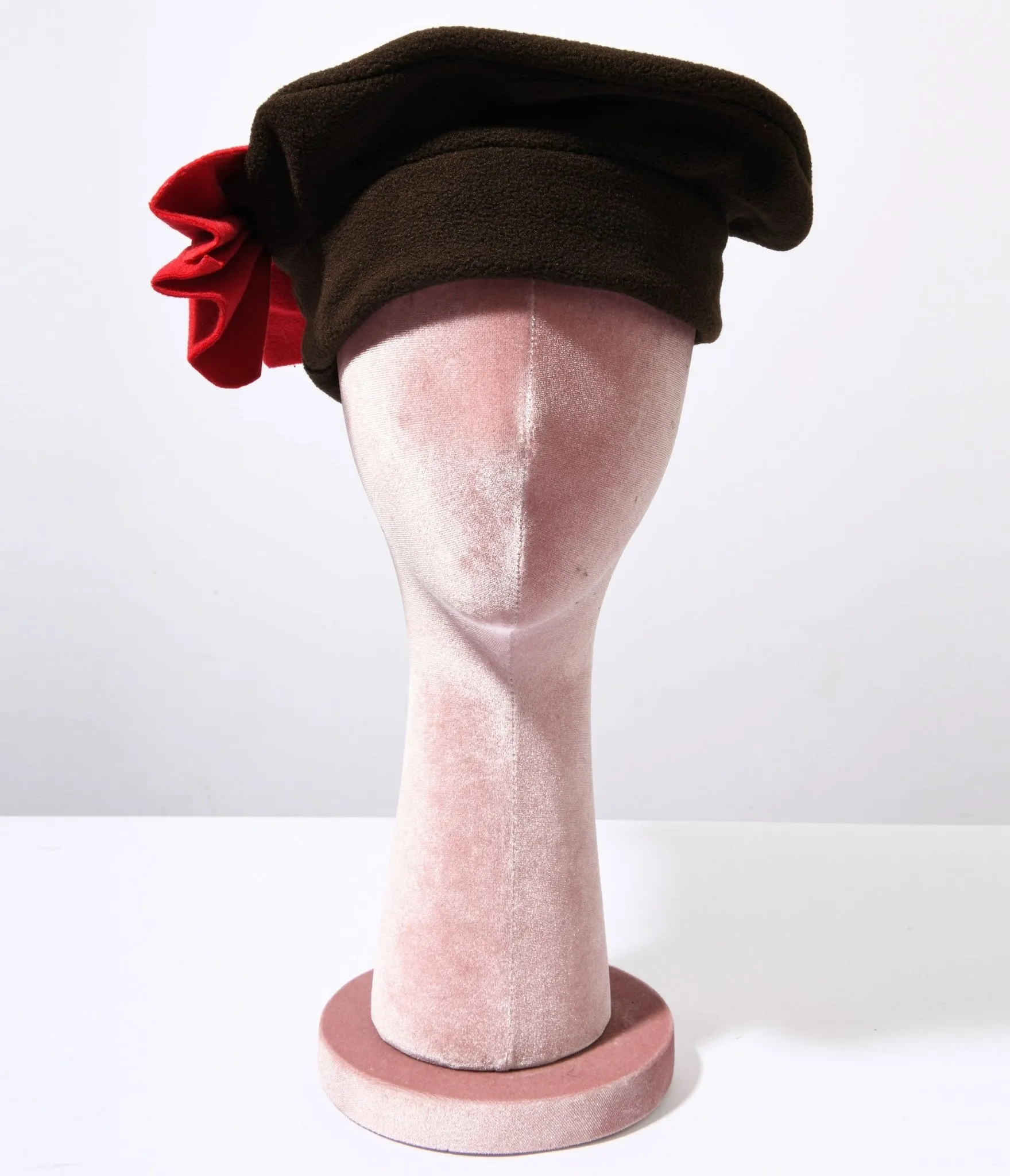 Brown & Red Bow Beret sold by Unique Vintage product image thumbnail 3
