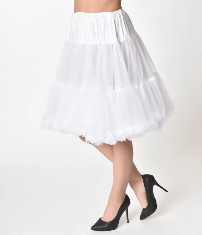 Unique Vintage 1950s White Retro Style Ruffled Petticoat Crinoline sold by Unique Vintage