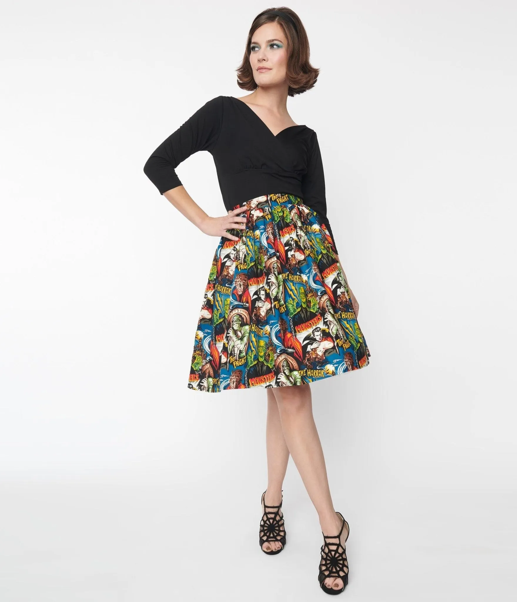 Hollywood Monster Pleated Circle Skirt sold by Unique Vintage