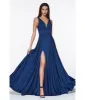 Cinderella Divine Navy Glamour Satin A-Line Bridesmaid Dress sold by Unique Vintage