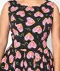 Black & Multicolor Floral Hearts Swing Dress sold by Unique Vintage