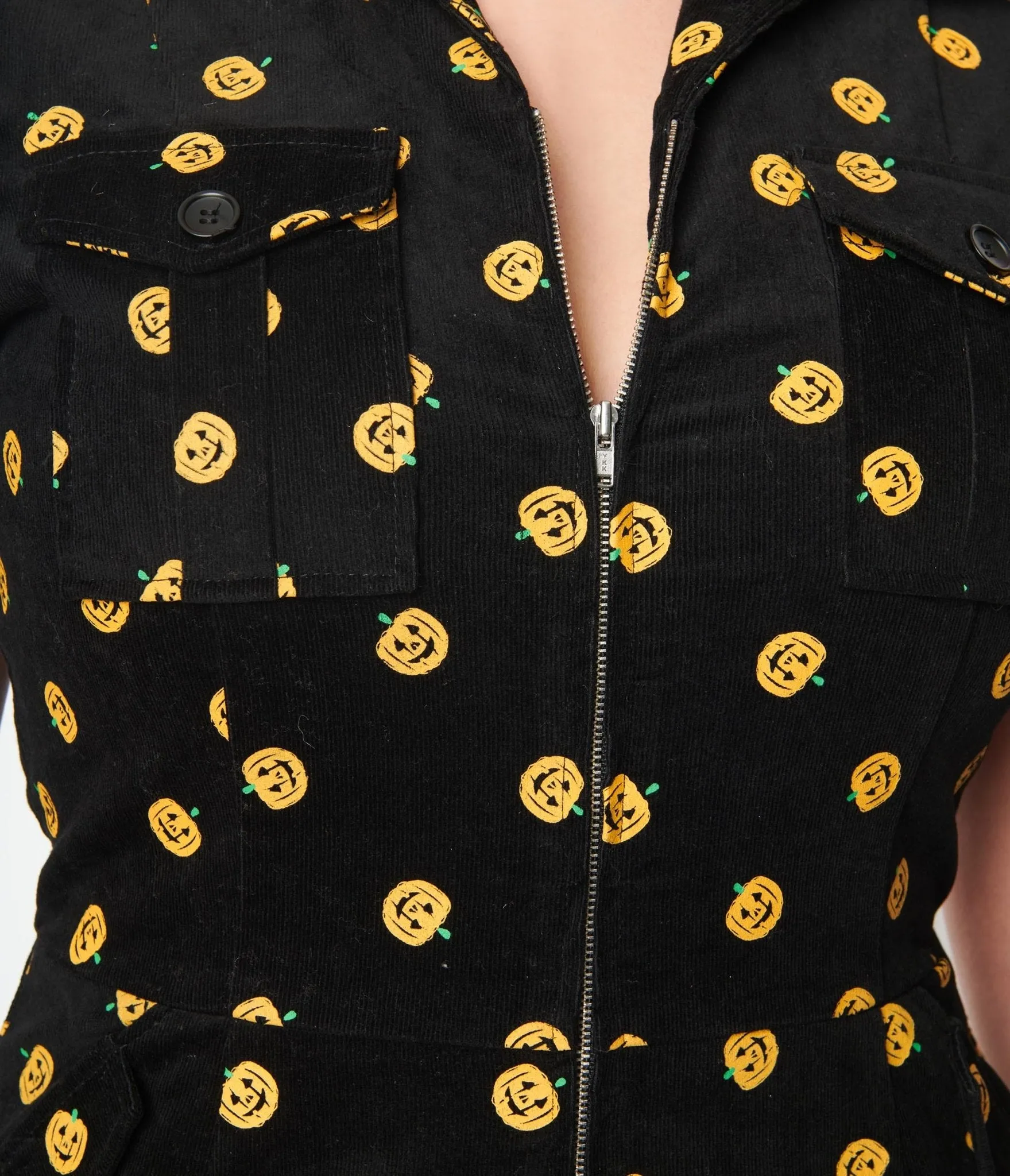 Unique Vintage Black Pumpkin Print Mia Romper sold by Unique Vintage product image thumbnail 2