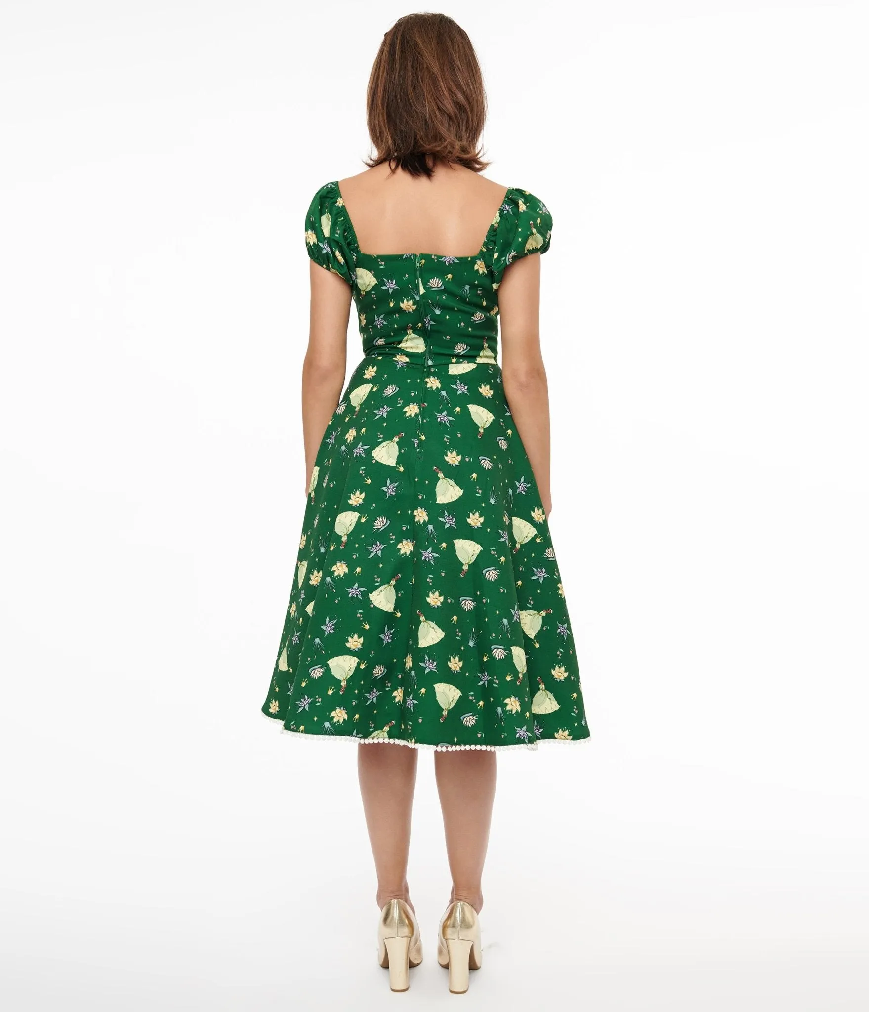 Disney Princess collection by Unique Vintage Green Princess Tiana All Over Print Swing Dress sold by Unique Vintage product image thumbnail 3