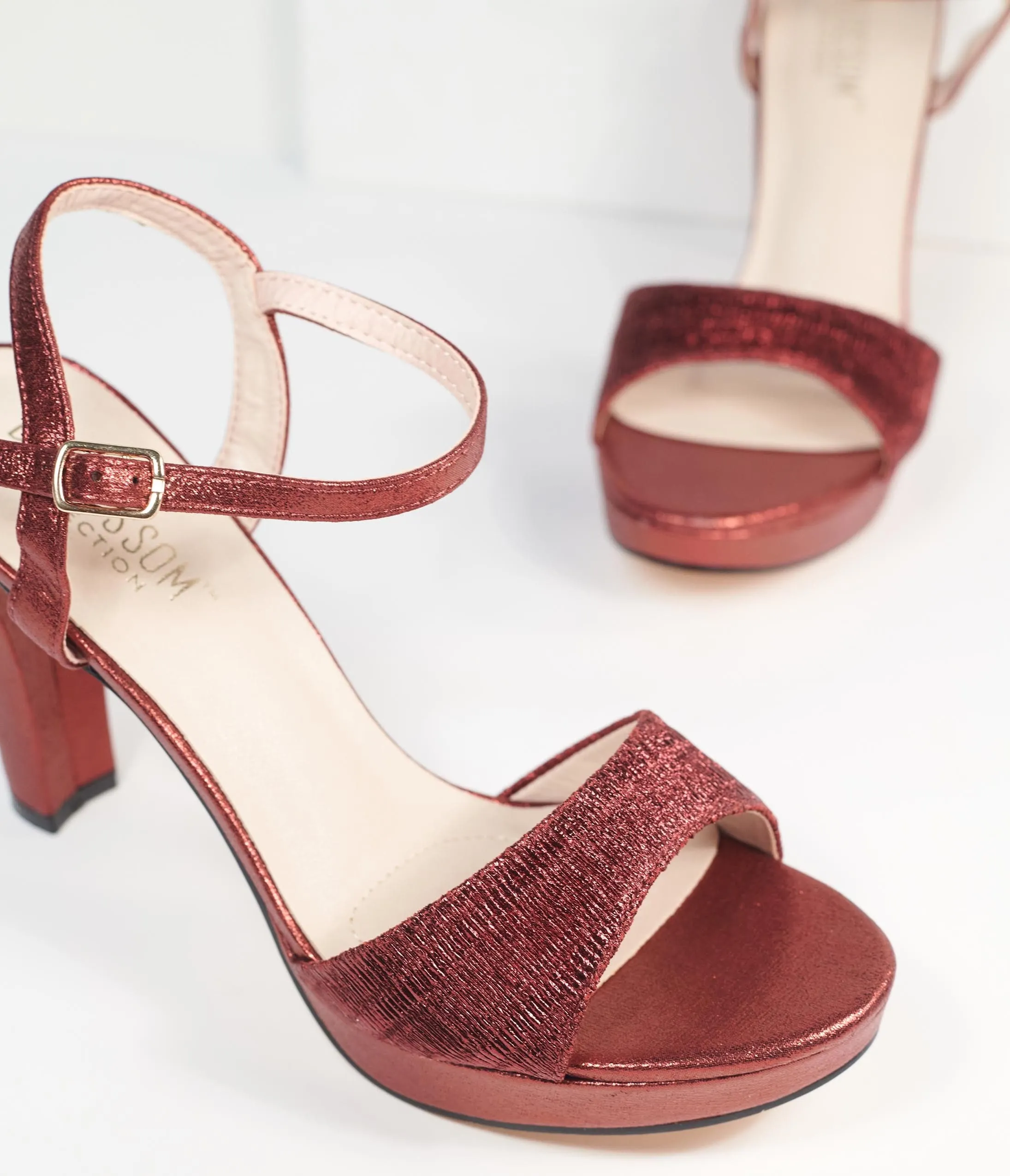 1970s Wine Peep Toe Platform Heels sold by Unique Vintage product image thumbnail 4