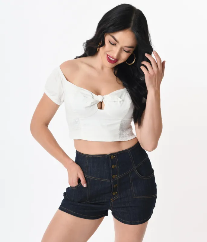 Unique Vintage 1960s White Turner Crop Top sold by Unique Vintage