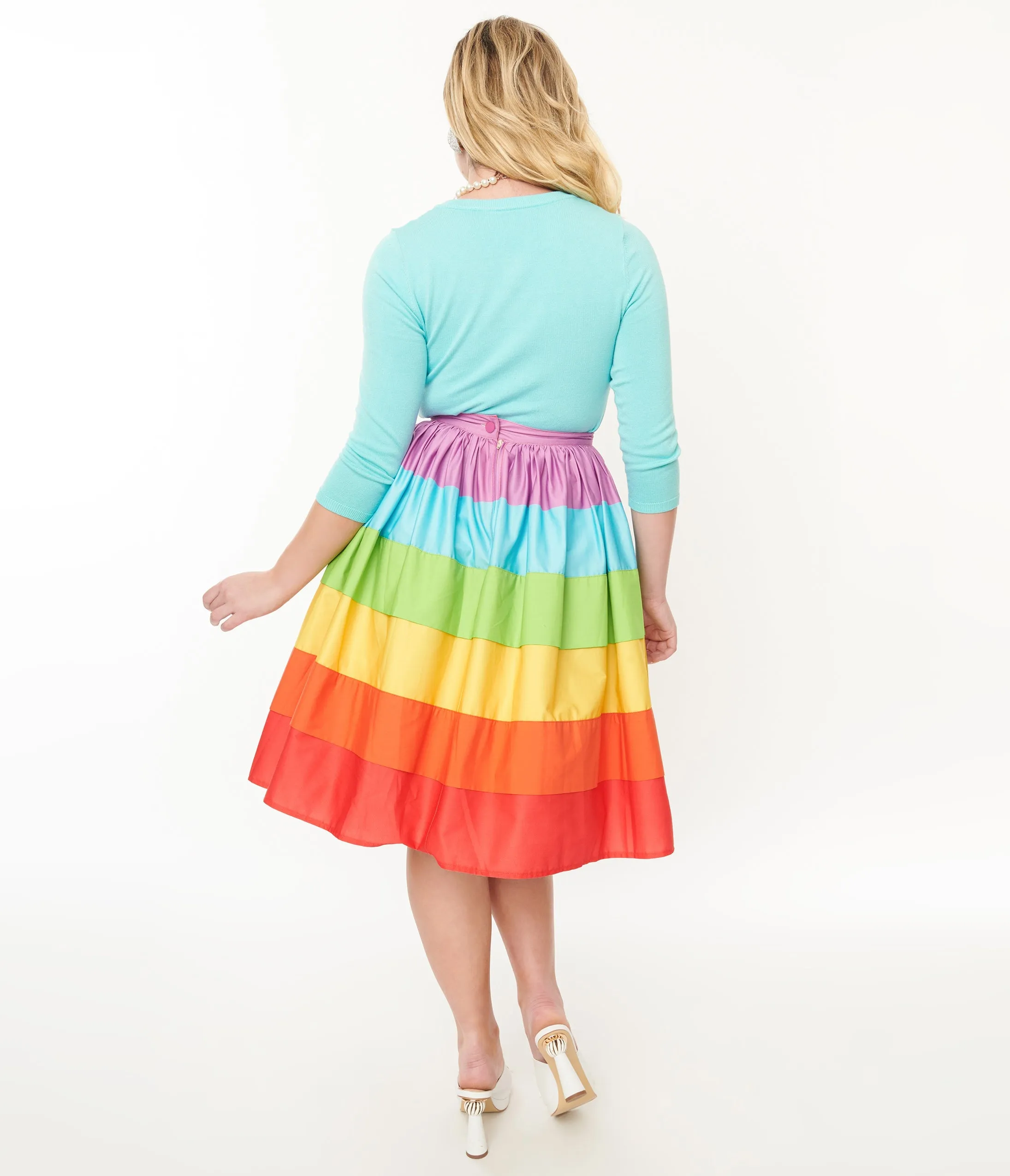 Unique Vintage 1950s Rainbow Stripe Gellar Swing Skirt sold by Unique Vintage product image thumbnail 3