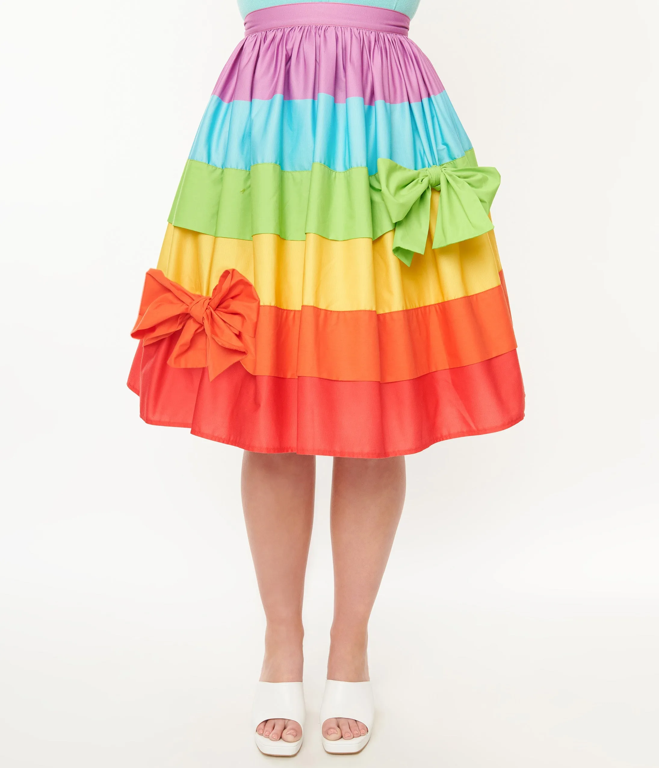 Unique Vintage 1950s Rainbow Stripe Gellar Swing Skirt sold by Unique Vintage product image thumbnail 2