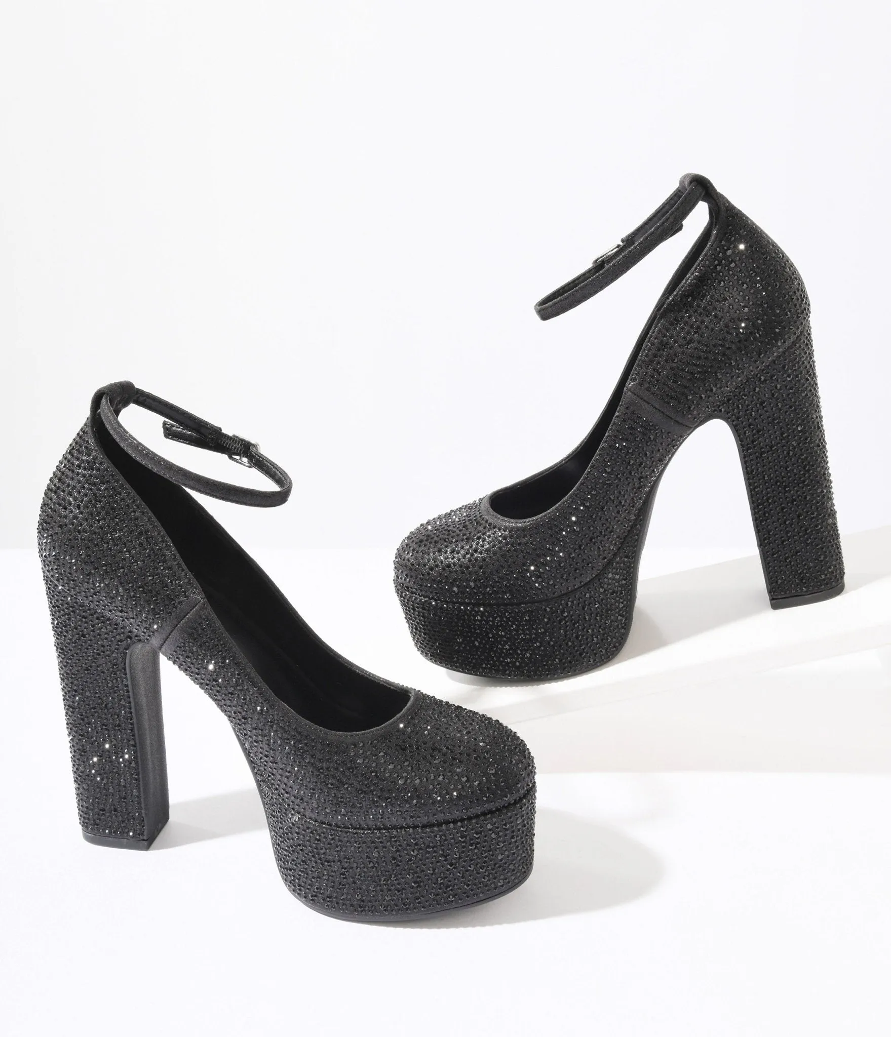 Black Rhinestone Platform Pumps sold by Unique Vintage product image thumbnail 3