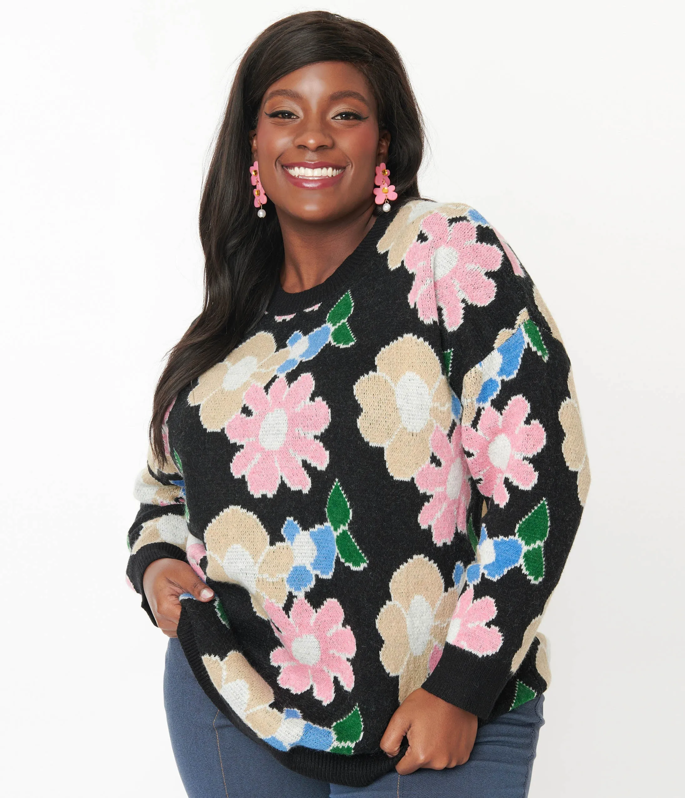 Black Floral Pullover Sweater sold by Unique Vintage product image thumbnail 2