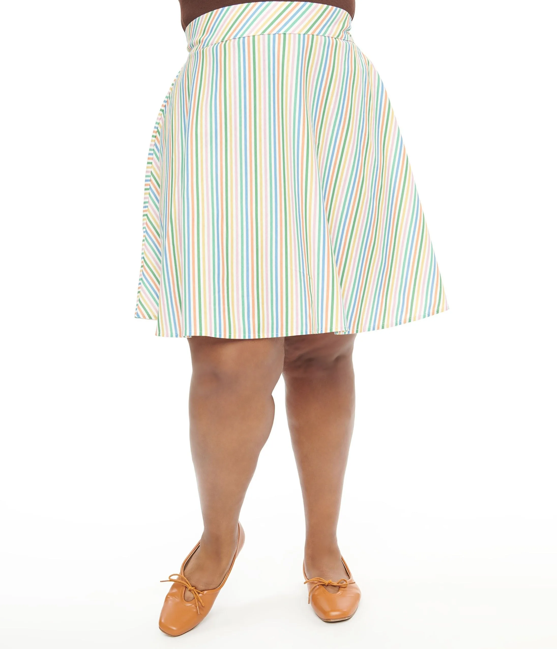 Retrolicious Plus Size 1950s Rainbow Diagonal Stripe Skater Skirt sold by Unique Vintage product image thumbnail 2
