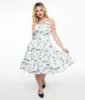 1950s White & Purple Floral Cotton Halter Swing Dress sold by Unique Vintage