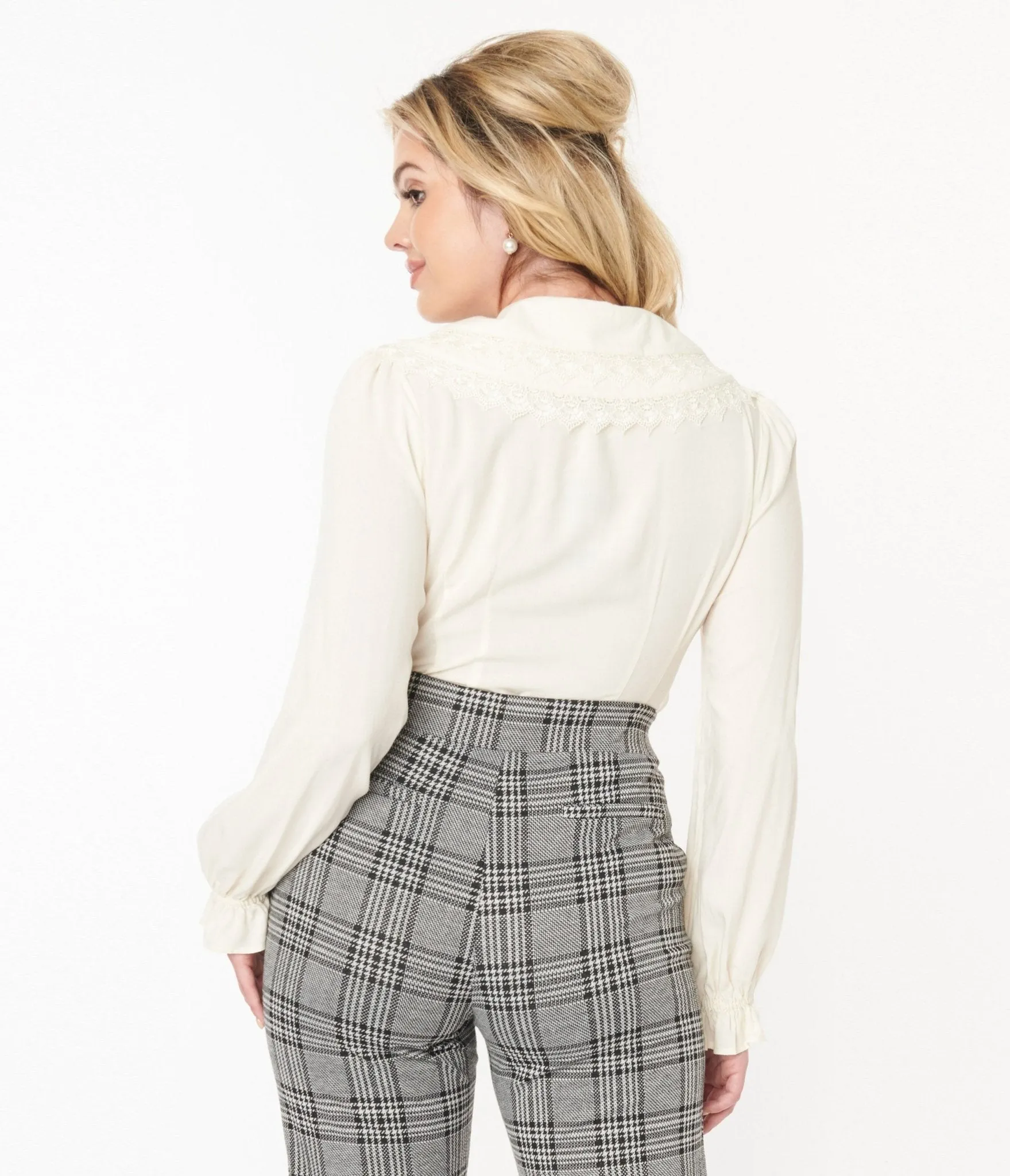 Hell Bunny Cream Peyton Bow Blouse sold by Unique Vintage product image thumbnail 3