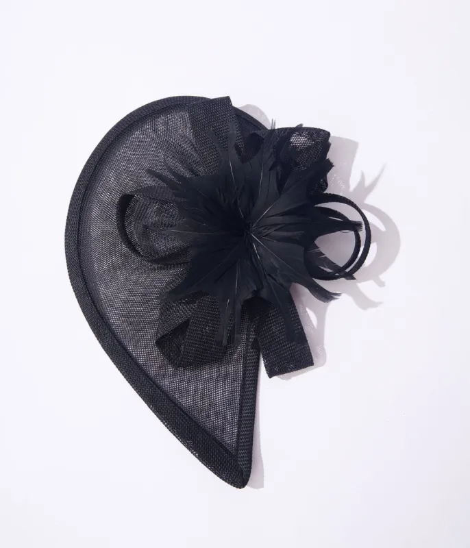 Unique Vintage Black Feather Veil Fascinator sold by Unique Vintage