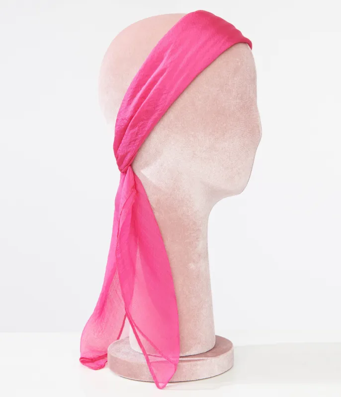Unique Vintage 1950s Pink Chiffon Hair Scarf sold by Unique Vintage