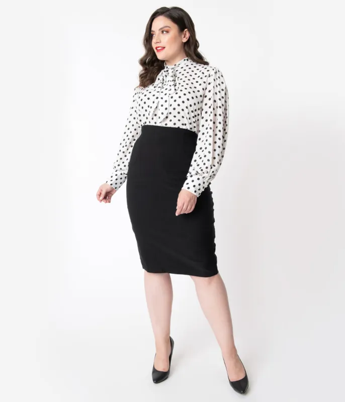 Unique Vintage Plus Size 1950s Black High Waist Tracy Wiggle Skirt sold by Unique Vintage