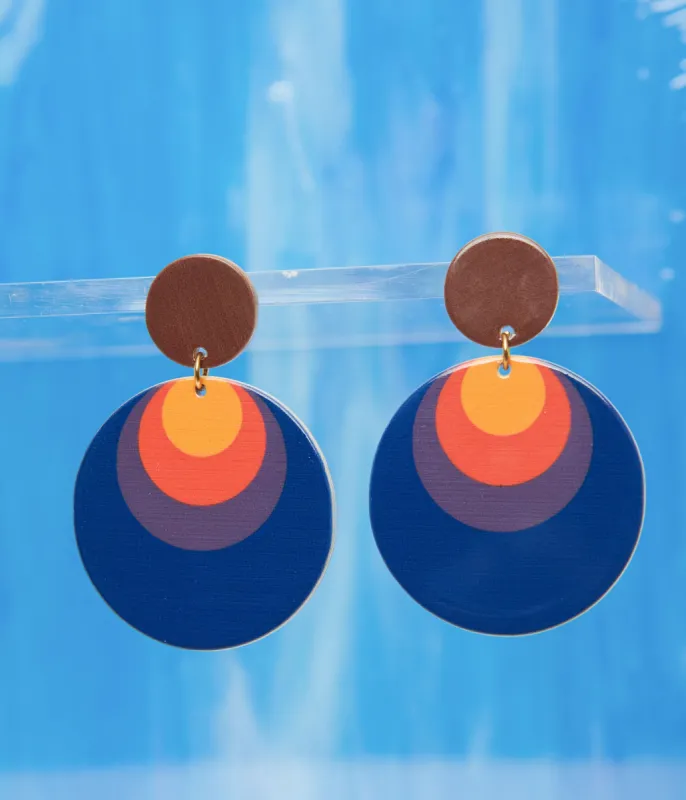 1970s Retro Circle Drop Earrings sold by Unique Vintage