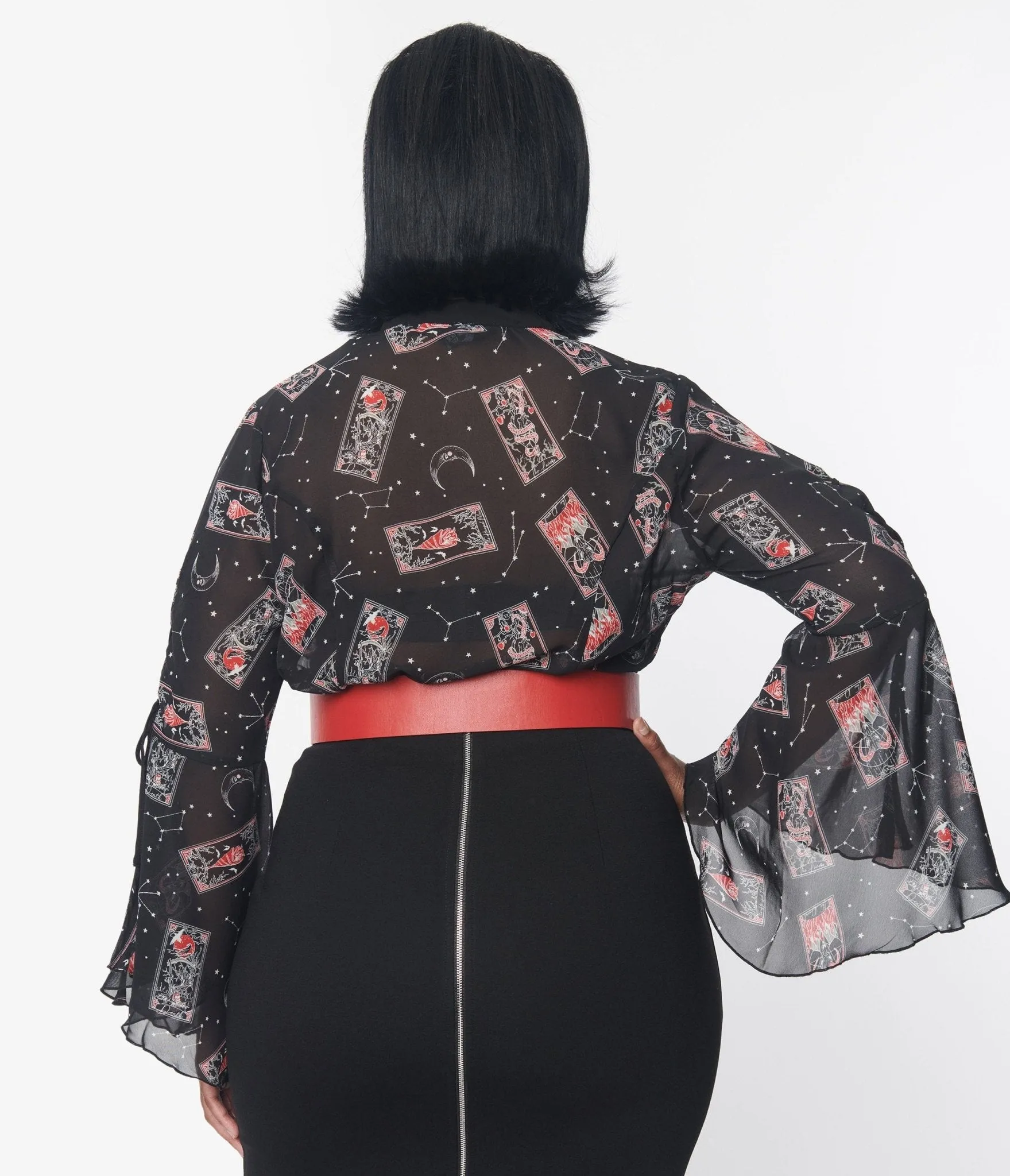 Hell Bunny Black & Tarot Card Print Duality Blouse sold by Unique Vintage product image thumbnail 2