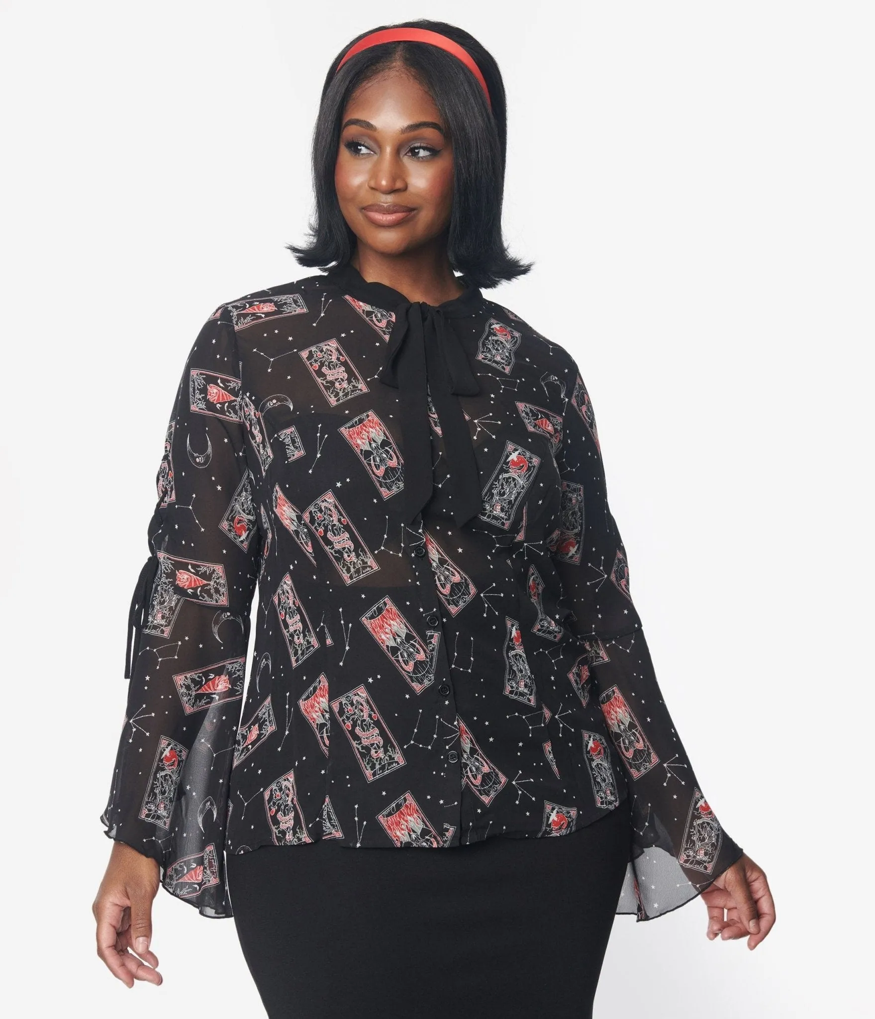 Hell Bunny Black & Tarot Card Print Duality Blouse sold by Unique Vintage product image thumbnail 3