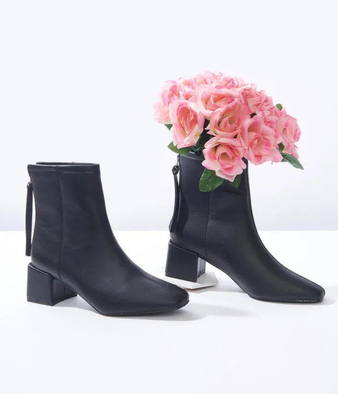 Unique Vintage Black Leatherette Mod Sinatra Bootie sold by Unique Vintage