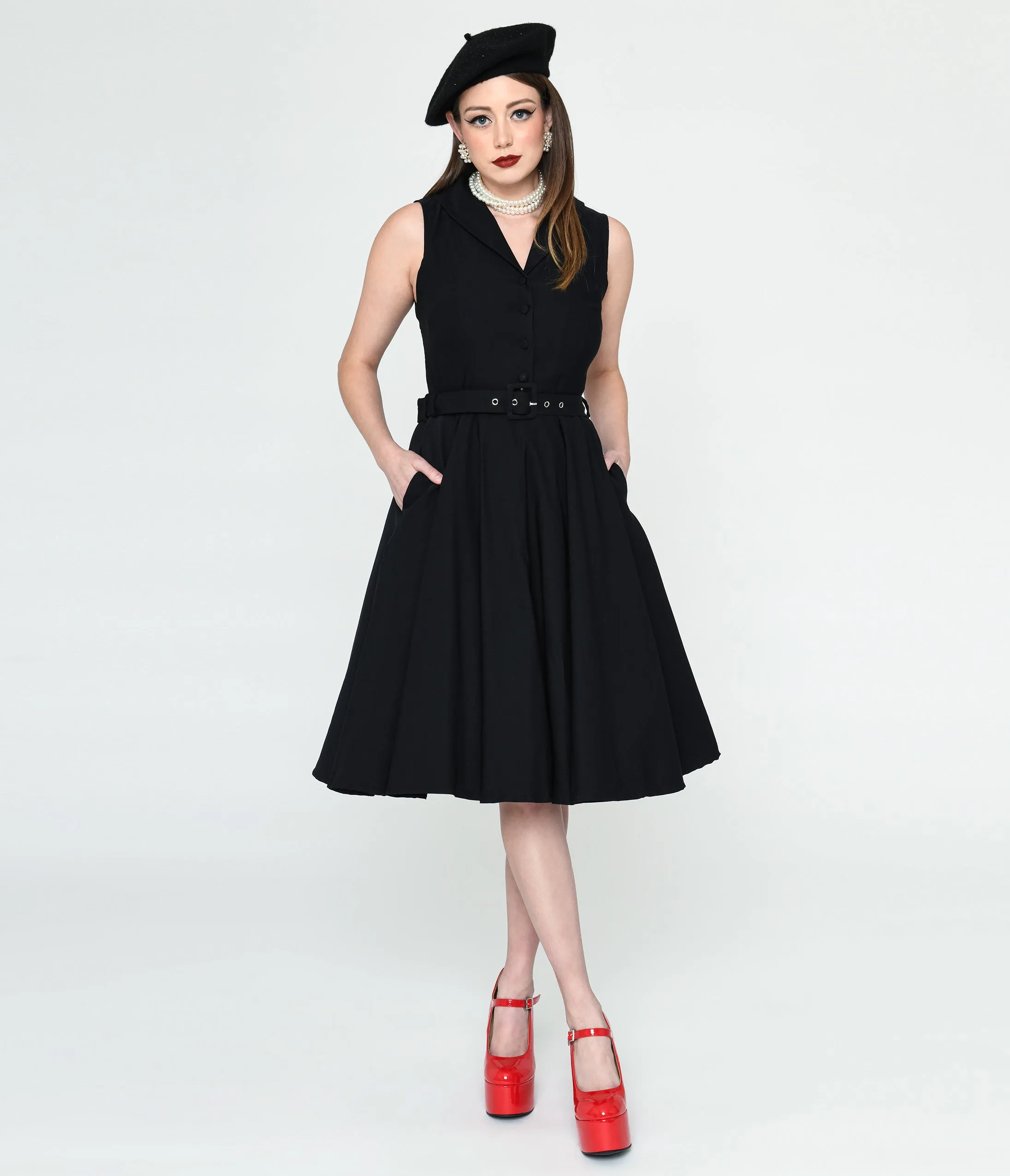 Black Collared Jani Swing Dress sold by Unique Vintage product image thumbnail 2