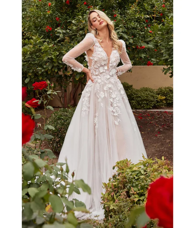 Cinderella Divine  Off White Floral Lace Wedding Ball Gown sold by Unique Vintage
