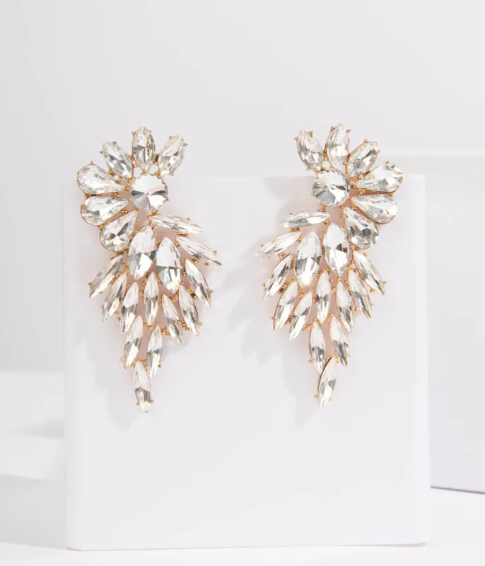 Silver Rhinestone Earrings sold by Unique Vintage
