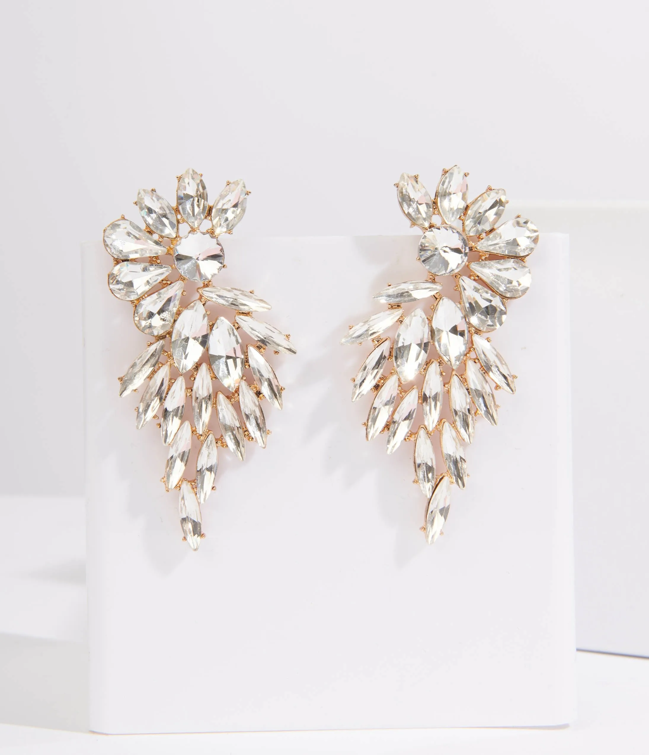 Silver Rhinestone Earrings sold by Unique Vintage