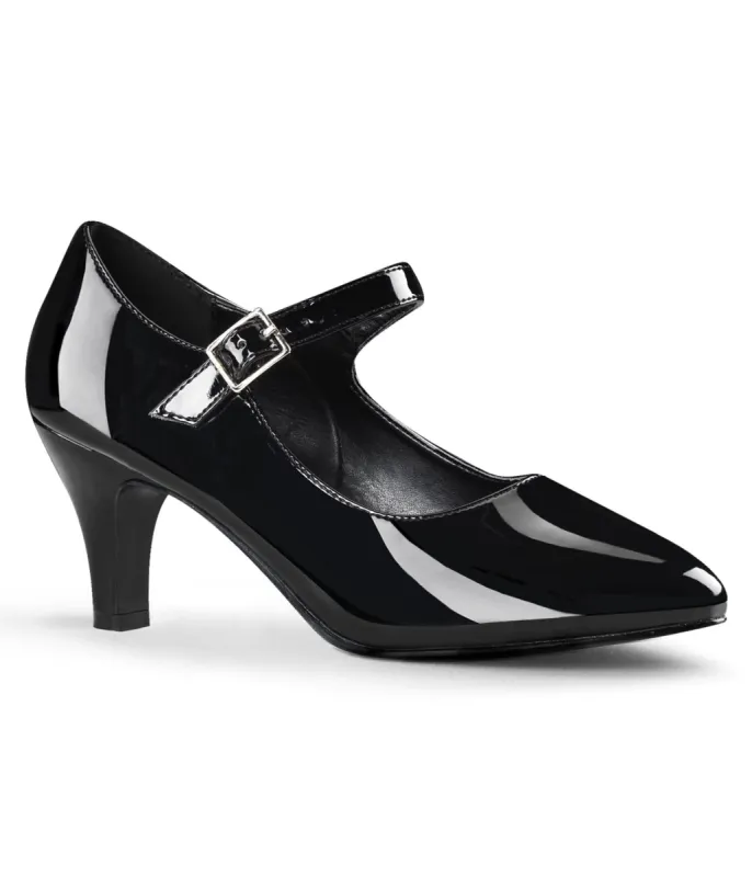 Black Patent Leatherette Pointed Toe Mary Jane Heels sold by Unique Vintage