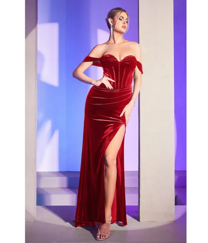 Cinderella Divine  Red Corset Velvet Dream Bridesmaid Gown made by Unique Vintage