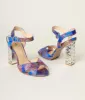 Blue & Multicolor Floral Peep Toe Heels sold by Unique Vintage