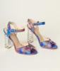 Blue & Multicolor Floral Peep Toe Heels sold by Unique Vintage