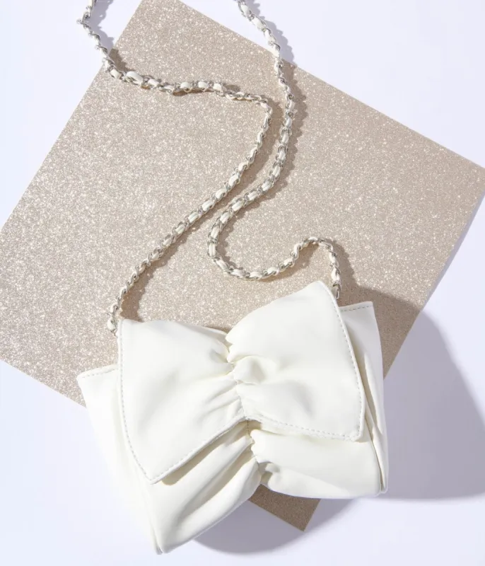 Ivory Bow Tie Crossbody Purse sold by Unique Vintage