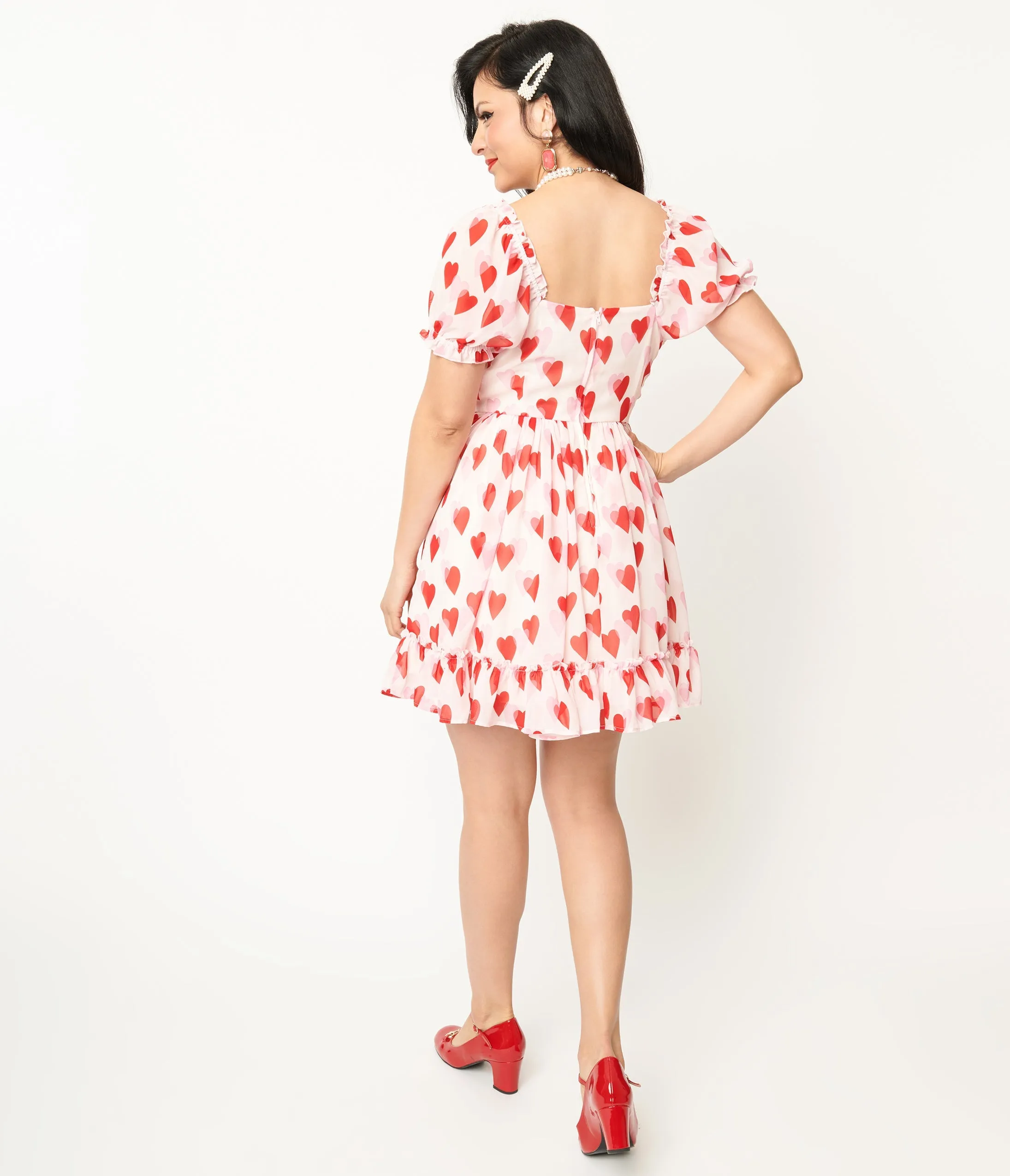Hell Bunny Pink & Red Heart Aphrodite Mini Dress sold by Unique Vintage product image thumbnail 3