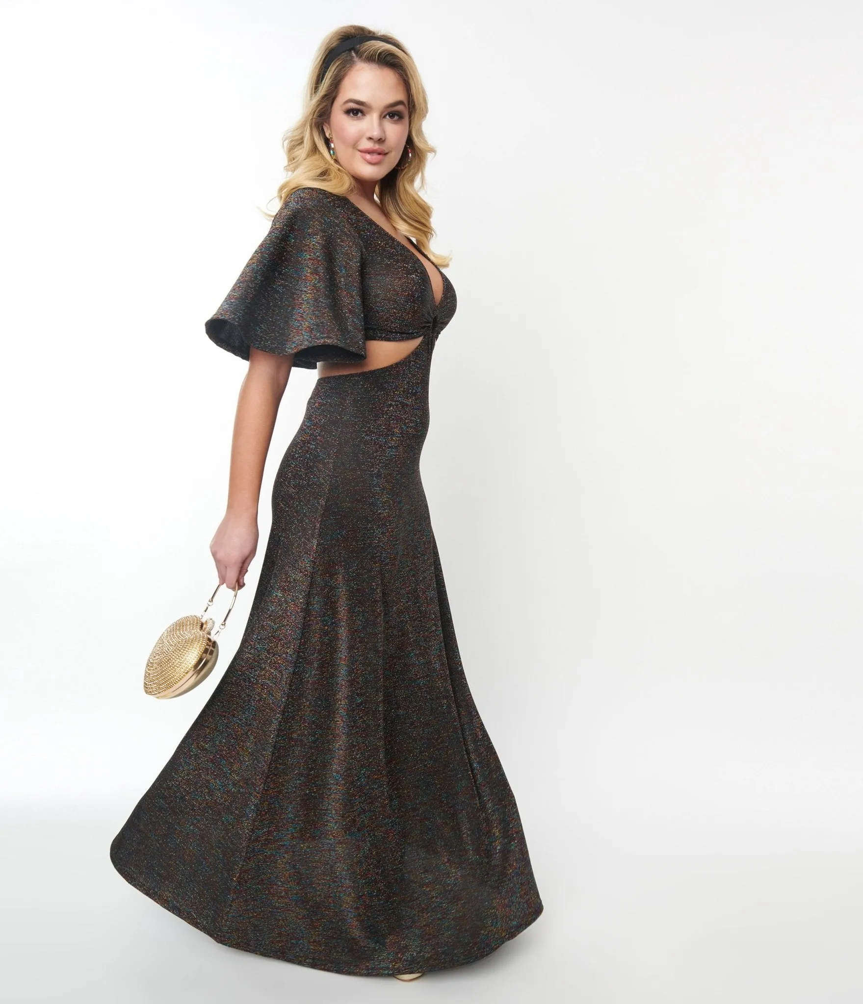 Smak Parlour 1970s Metallic Rainbow Cutout Maxi Dress sold by Unique Vintage product image thumbnail 2