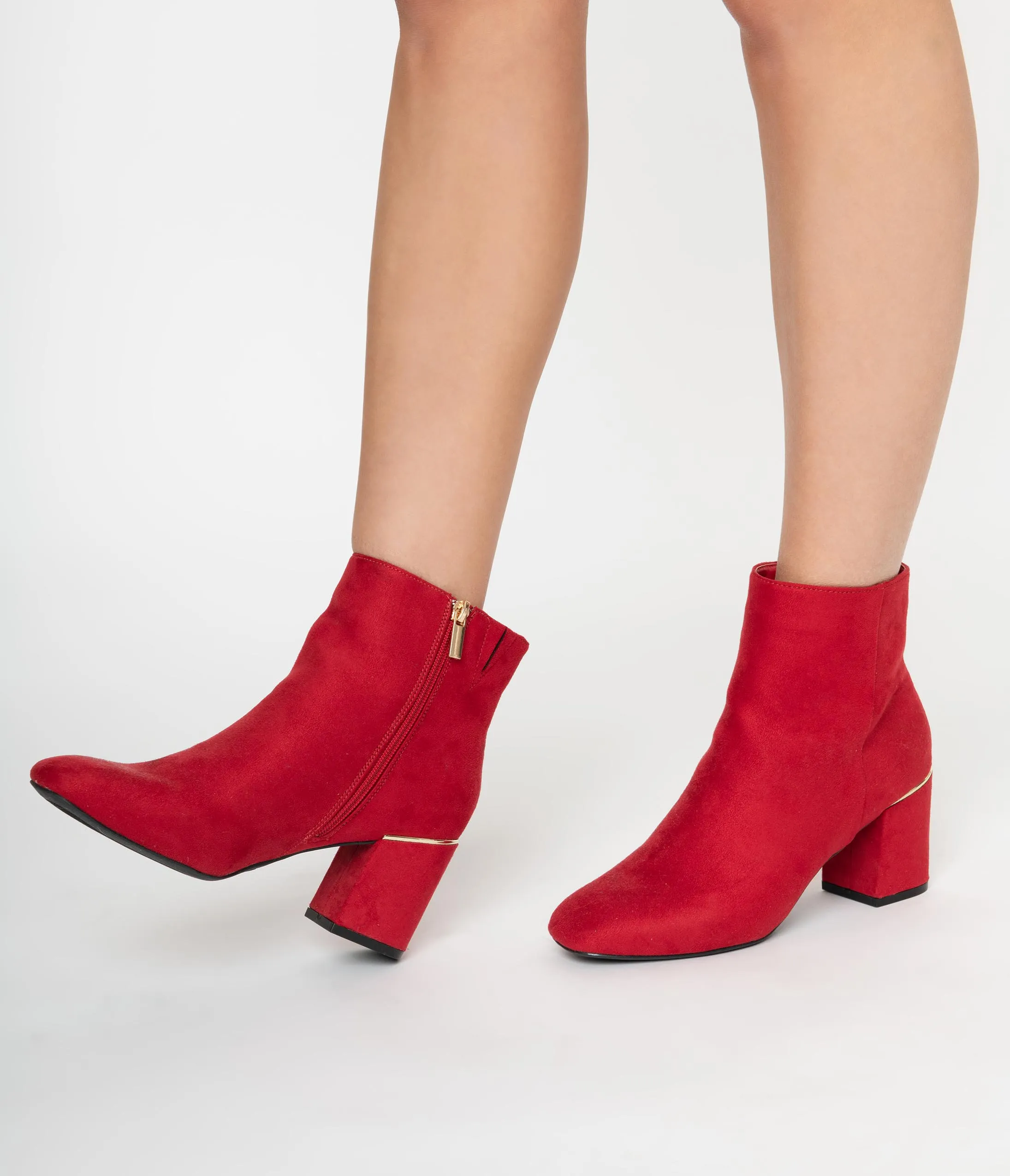 Retro Style Red Suede Heel Booties sold by Unique Vintage product image thumbnail 2